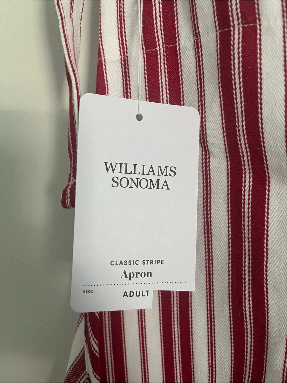 New Williams Sonoma Classic Stripe Apron Red
